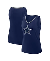 Logo Athletic Women's Navy Dallas Cowboys Stellar Win V-Neck Tank Top