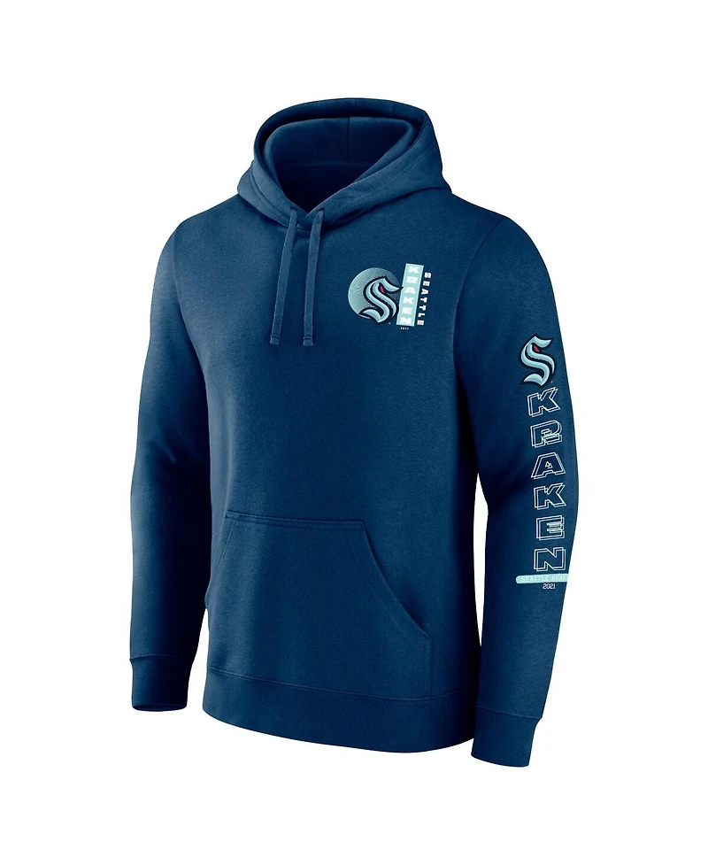 Fanatics Men's Deep Sea Blue Seattle Kraken Revolution Pullover Hoodie