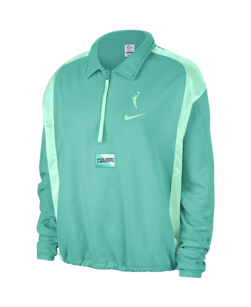 Nike Women's Mint New York Liberty Basketball Fleece Quarter-Zip Performance Pullover