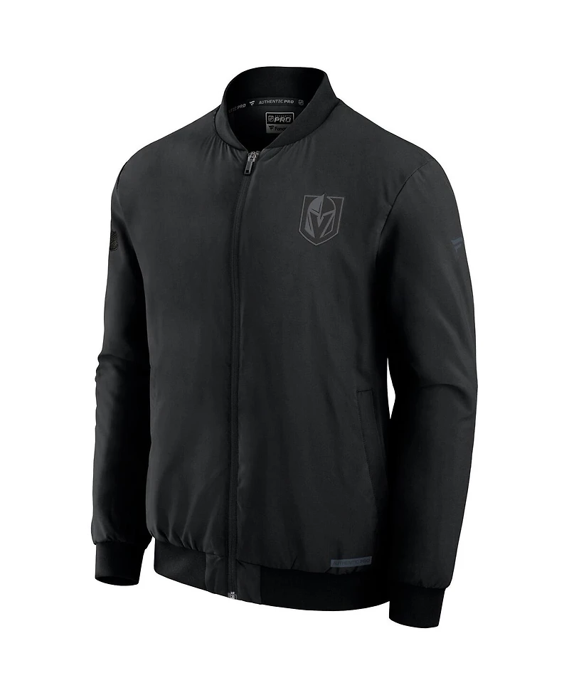Fanatics Men's Black Vegas Golden Knights Authentic Pro Road Full-Zip Bomber Jacket