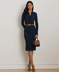 Lauren Ralph Women's Rib-Knit Cotton-Blend Polo Dress