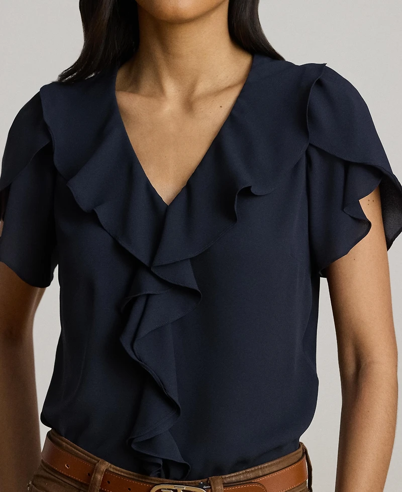 Lauren Ralph Women's Ruffle-Trim Georgette Blouse