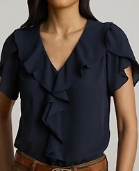 Lauren Ralph Women's Ruffle-Trim Georgette Blouse