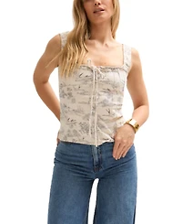 Lily and Lionel London Women's Hilda Corset Inspired Josephine Print Blouse