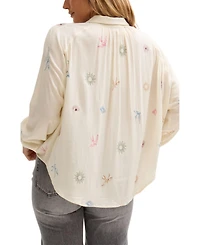 Lily and Lionel London Women's Swallow Crinkle Embroidered Shirt