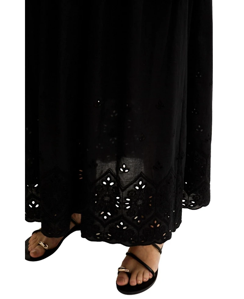 Lily and Lionel London Women's Sydney Short Sleeve Jersey Bodice Embroidered Midi Dress
