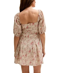 Lily and Lionel London Women's India Button Front Wishing Well Print Mini Dress
