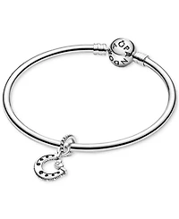 Pandora Cubic Zirconia Horseshoe & Heart Dangle Charm