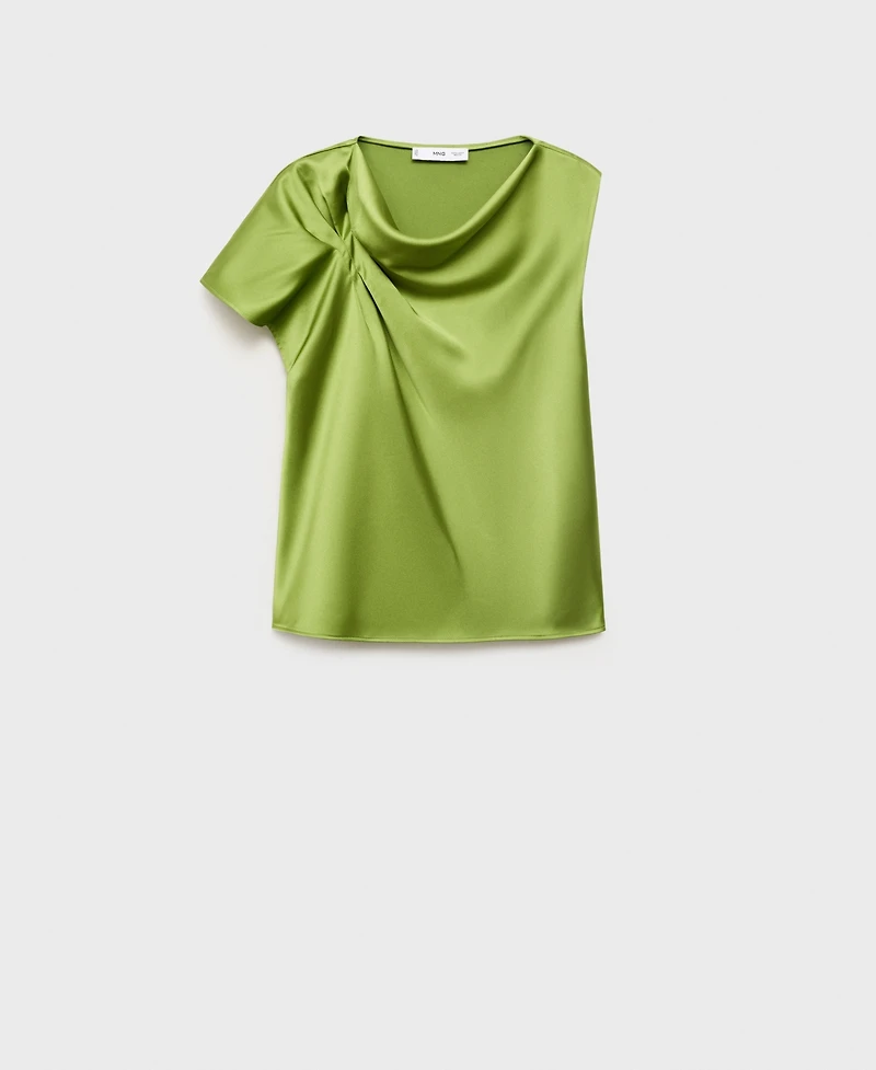 Mango Women's Draped Detail Satin Shirt