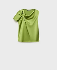 Mango Women's Draped Detail Satin Shirt