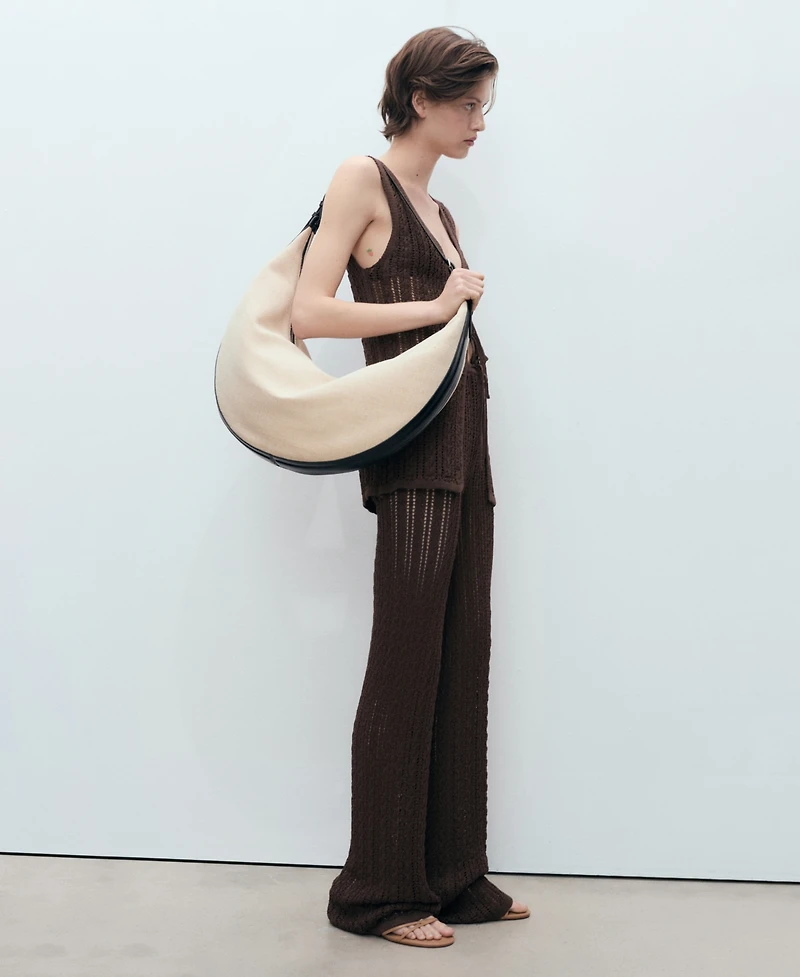 Mango Women's Straight-Fit Openwork Knitted Pants