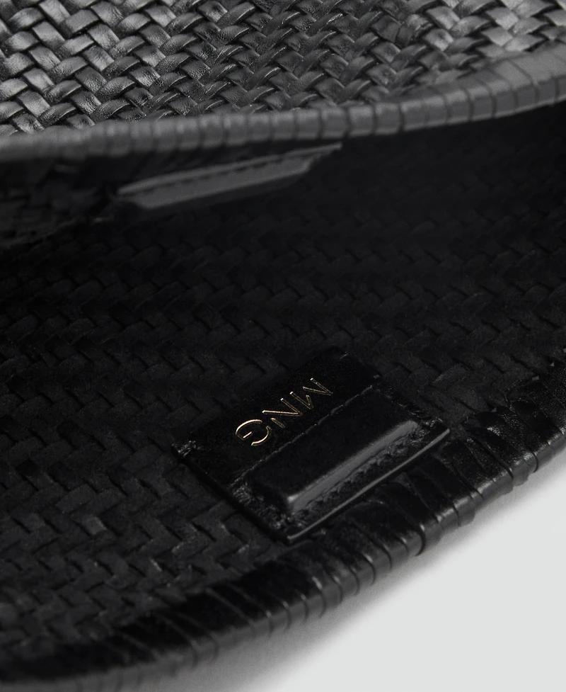 Mango Women's Braided Leather Shoulder Bag