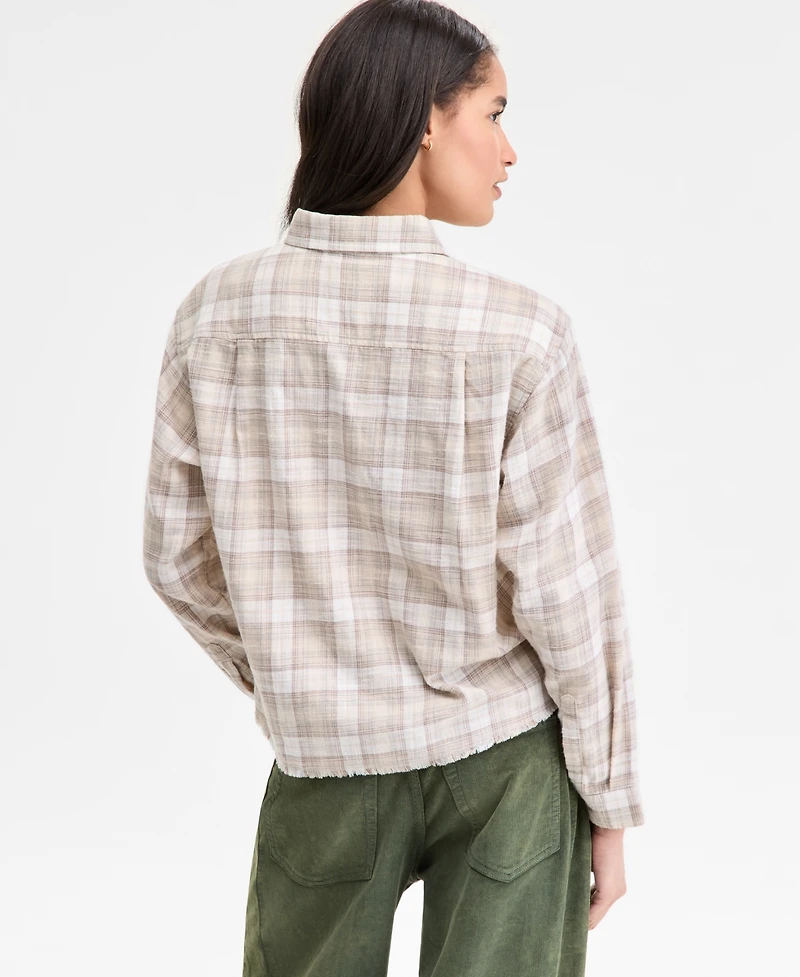 Lucky Brand Women's Plaid Cotton Flannel Button-Front Shirt