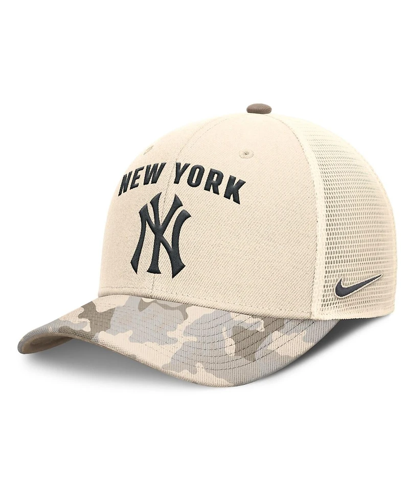 Nike Men's Natural New York Yankees Camo Natural Pack Rise Adjustable Trucker Hat