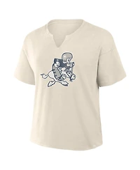Fanatics Women's Cream Dallas Cowboys Trick Play Slub Boxy T-Shirt
