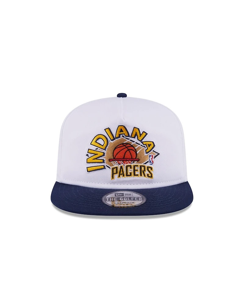 New Era Men's White/Navy Indiana Pacers Hardwood Two-Tone Golfer Adjustable Hat