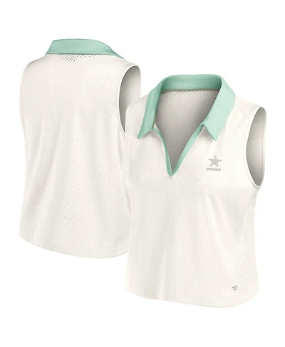 Fanatics Women's Cream Dallas Cowboys Studio Wellness V-Neck Tank Top