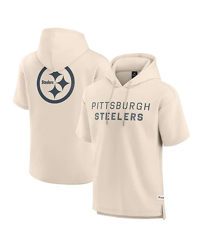 Fanatics Men's Cream Pittsburgh Steelers Elements Future Ground Lettering Short Sleeve Pullover Hoodie