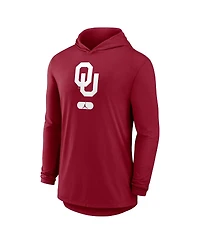 Jordan Men's Crimson Oklahoma Sooners Primetime Tri-Blend Performance Long Sleeve Hoodie T-Shirt