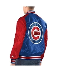 Starter Men's Royal/Red Chicago Cubs Varsity Satin Full-Snap Jacket