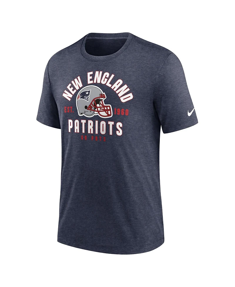 Nike Men's Heather Navy New England Patriots Helmet Tri-Blend T-Shirt