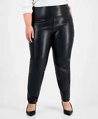 Bar Iii Trendy Plus Faux-Leather Leggings, Macy's Exclusive