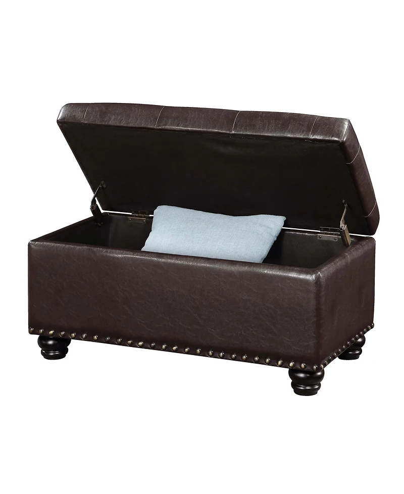 Convenience Concepts 35.5" Faux Leather 7th Avenue Storage Ottoman Bench