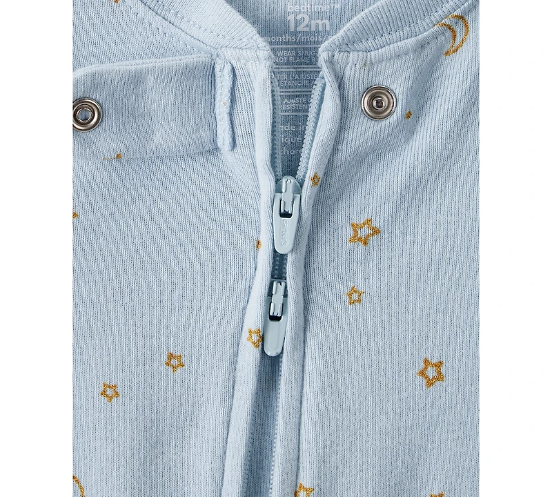 Carter's Baby Girls Unicorn-Star-Print 100% Cotton Long-Sleeve 2-Way-Zip 1-Piece Footed Pajamas