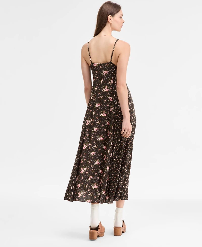 Lucky Brand Print Mix Button Through Midi Dress