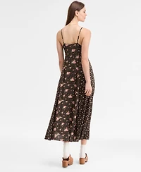 Lucky Brand Print Mix Button Through Midi Dress