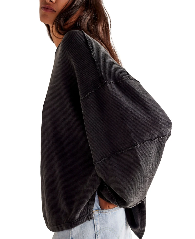 Free People Women's Total Eclipse Ribbed Dolman-Sleeve Tee