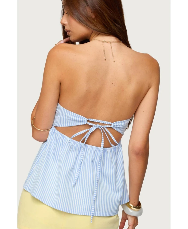 Edikted Women's Maddie Strapless Striped Babydoll Top