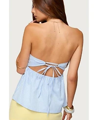 Edikted Women's Maddie Strapless Striped Babydoll Top