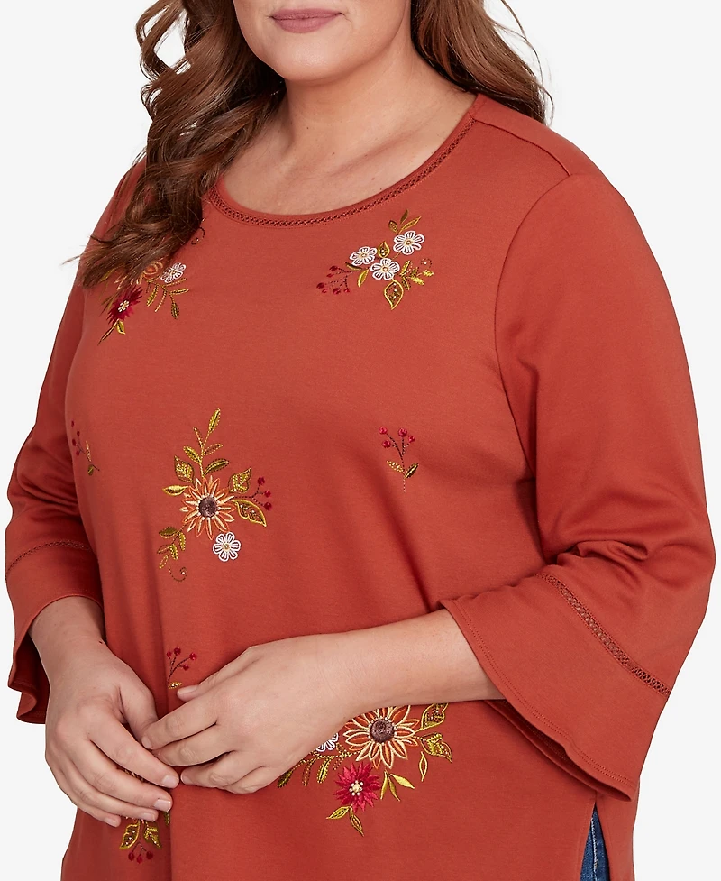 Alfred Dunner Plus Classic Tossed Floral Flutter Sleeve Top