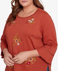 Alfred Dunner Plus Classic Tossed Floral Flutter Sleeve Top