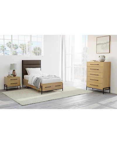 Linstead 3-Pc. Twin Upholstered Storage Set (Bed, Chest & Nightstand), Created for Macy's