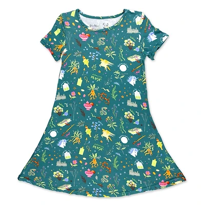 Bellabu Bear Toddler Girls Mandrakes Potions & Herbs Short Sleeve Dress