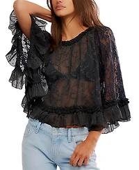 Free People Women's Carly Mixed Materials Cape Top