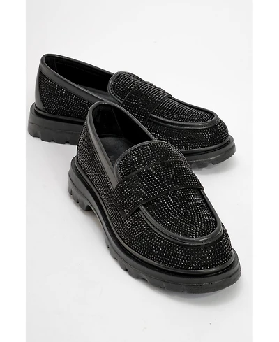Prologue Shoes Babel Stone Embellished Suede Loafer (Women)