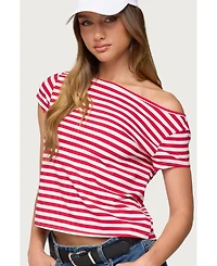Edikted Women's Aretha Striped Off Shoulder Top