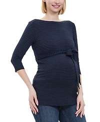 kimi + kai Maternity Striped Boat Neck Top
