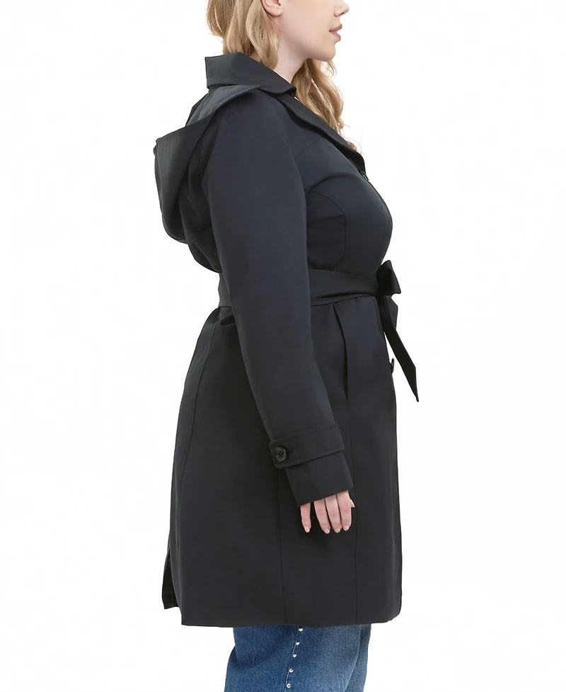 Bgsd Women's Plus Ivy Water Resistant Hooded Trench Coat