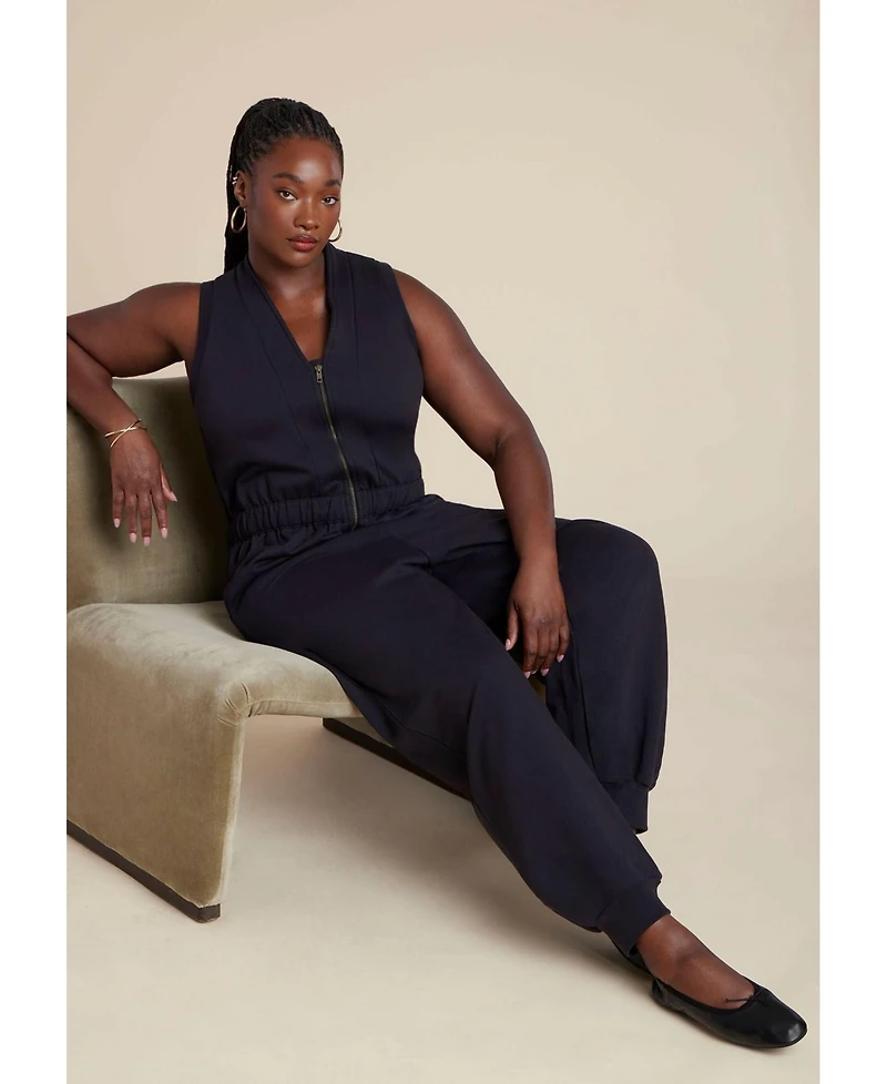 Eloquii Women's Elements Sleeveless Knit Jumpsuit