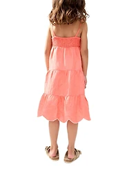 Raffya Kids Little Girls Emma Shirred Bodice Scalloped Embroidered Dress
