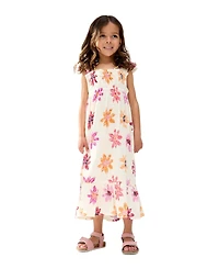 Raffya Kids Little Girls Flora Gathered Hand Drawn Floral Print Dress
