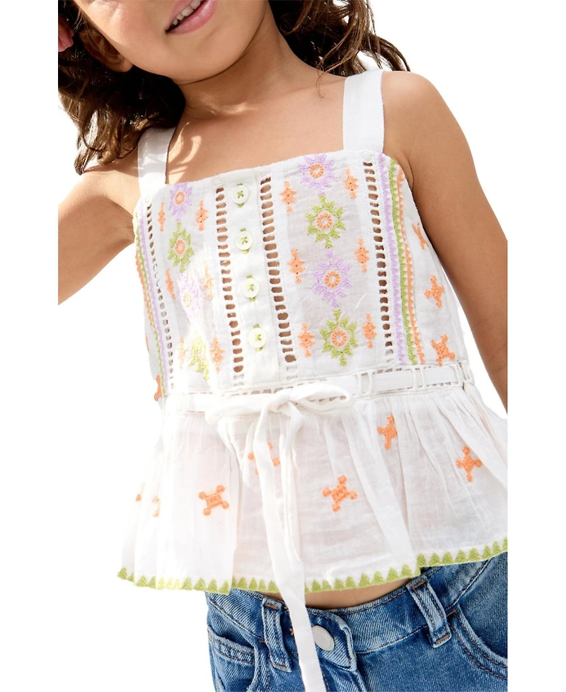 Raffya Kids Penny Lace Insert All Over Embroidered Cami
