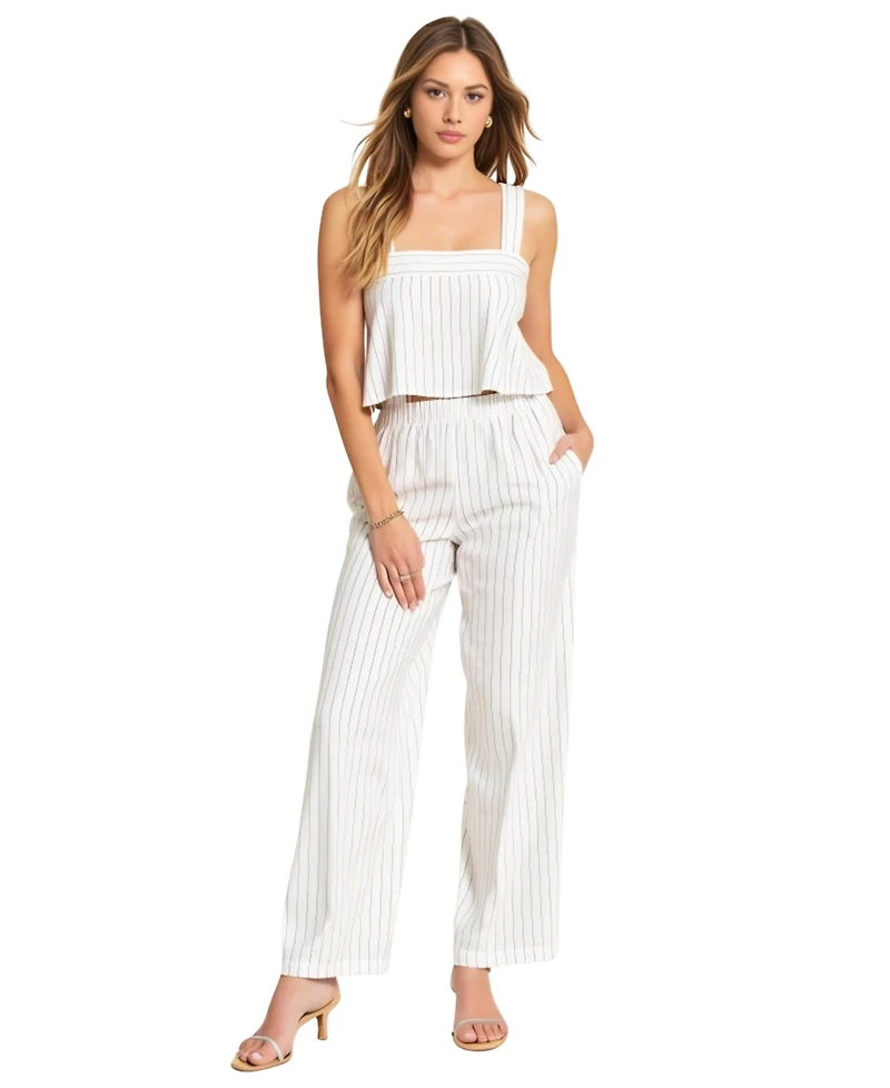 Modenaire Women's Striped Open Back Two-Piece Set