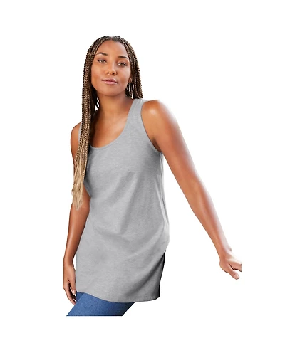 June + Vie Women's Plus Size Scoopneck One + Only Tunic Tank