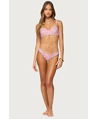 Edikted Women's Pip Striped Ruffle Cupped Bikini Top