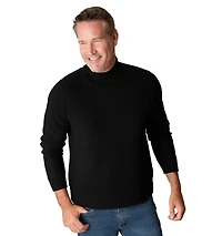 LuxLined Men's Itch-Free Merino Wool Mock Neck Sweater with Soft Inner Lining